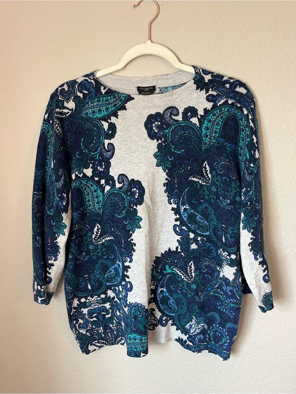 Talbots Woman Pure Cashmere Paisley Sweater – Women’s Plus Size 1X
